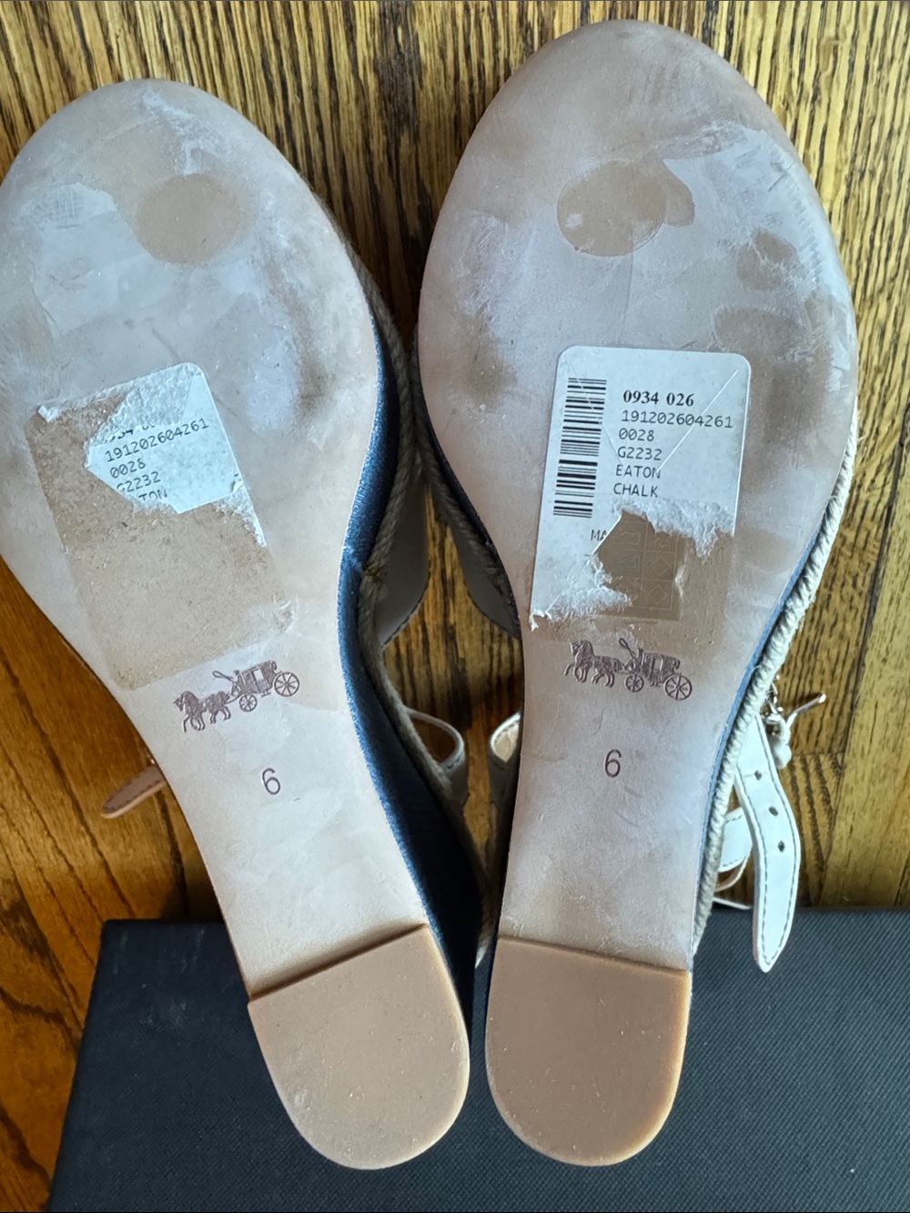 New Coach Eaton Chalk Platform Wedge Sandals Ivory & Denim size 6 - Picture 5 of 8